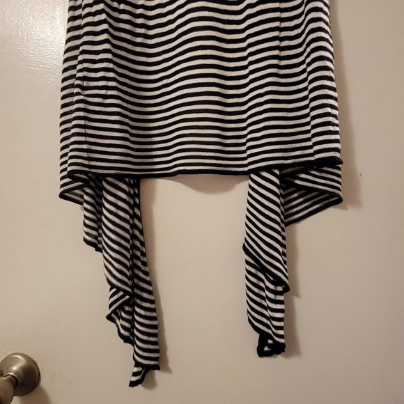 Theory Stripe Sleeveless Cardigan Waterfall Vest - Picture 4 of 6